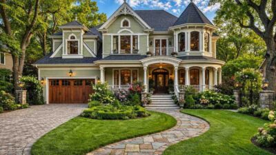 4 Bedroom 2 Story Victorian Queen Anne House Plan with Twin Turrets