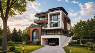 4 Story Multi-Generational Contemporary House Plan with Basement Guest Suite