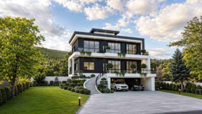 6 Bedroom Ultra Modern House Plan with Walk-Under Garage