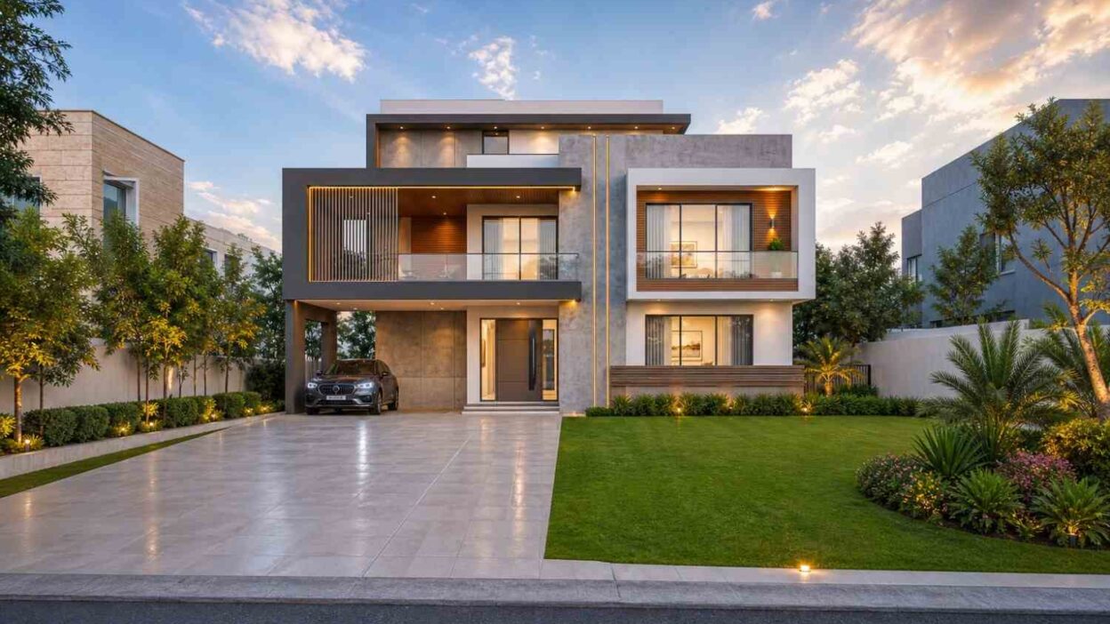 5 Bedroom Contemporary House Plan with Indoor Courtyards