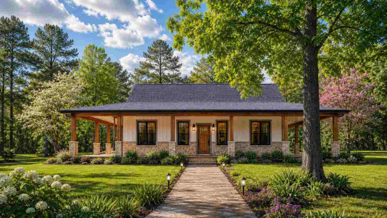 House Plan with Dual-Locker Mudroom — 3 Bedroom Farmhouse Ranch
