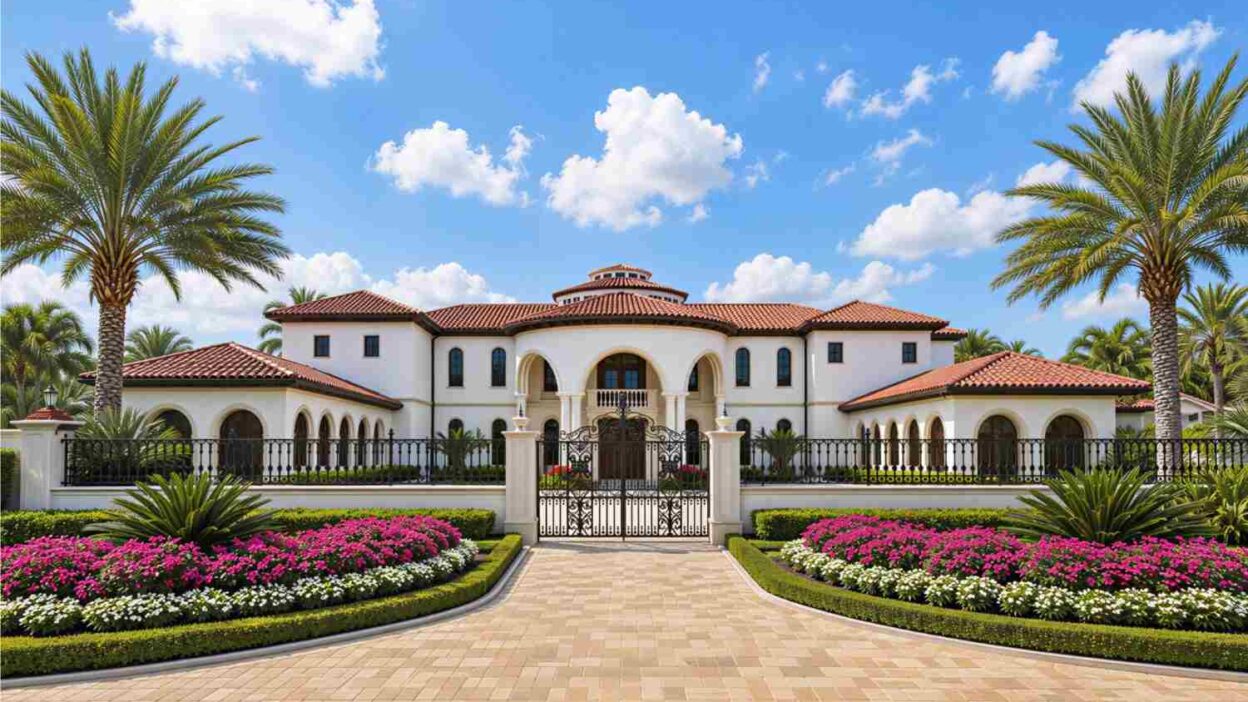 8 Bedroom 2 Story Mediterranean Villa House Plan with Meeting Hall