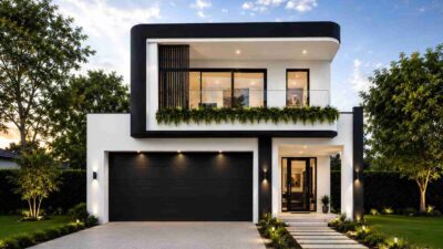 House Plan with Home Office: 4 Bedroom Cantilever Modern Design