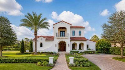 Small Mediterranean Villa House Plan with Pool