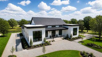4 Bedroom Single Story Black Roof Farmhouse House Plan with Office