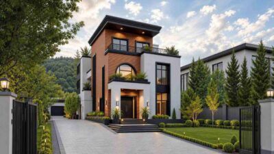 5 Bedroom 3 Story Contemporary House Plan with Dual Master Suites