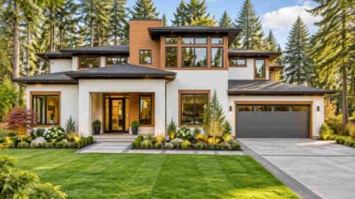 Modern Prairie House Plan: 5 Bed 2-Story with Family Lounge