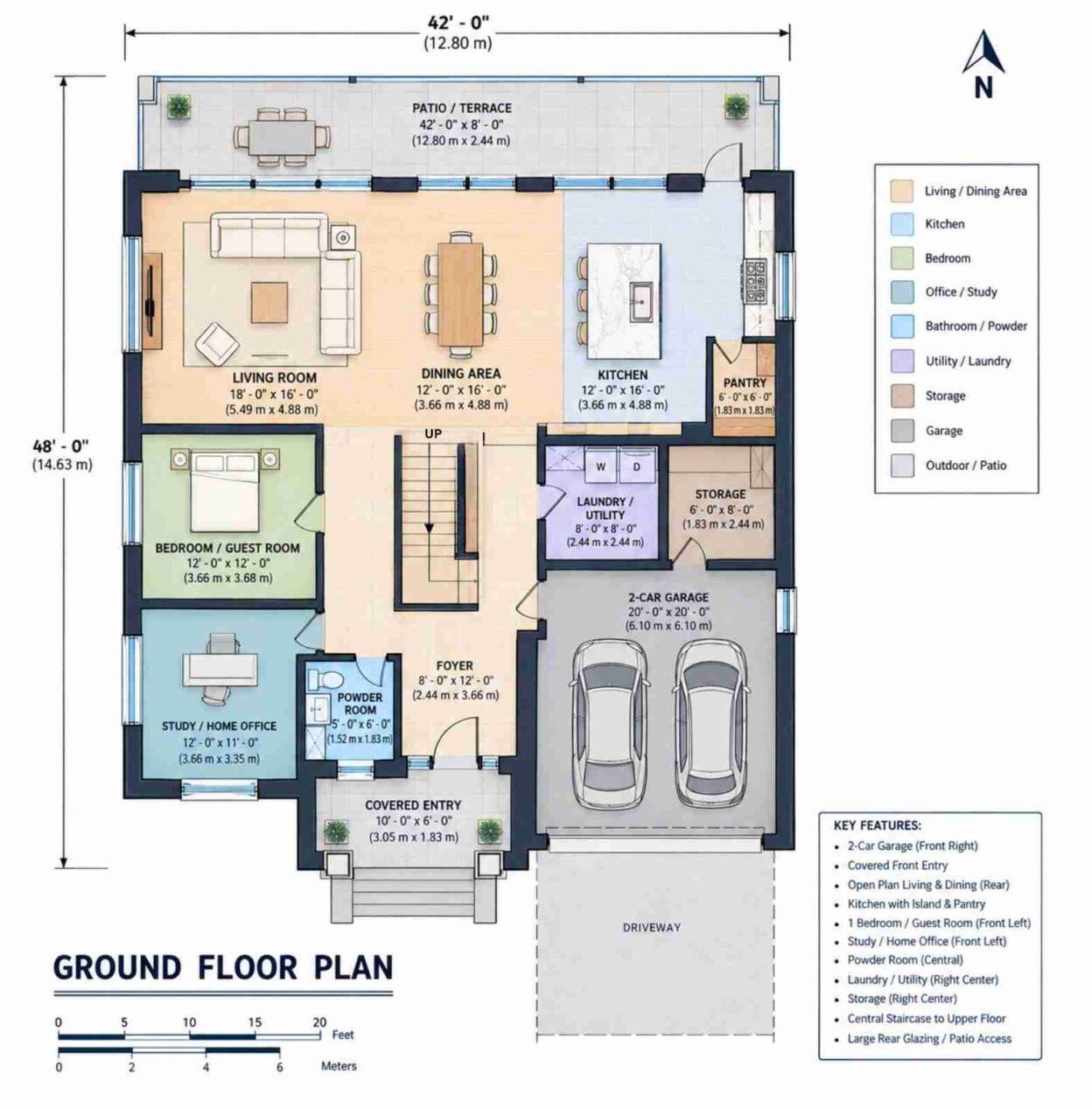 Modern Contemporary House Plan: 5 Bed with Main-Floor Study - House ...