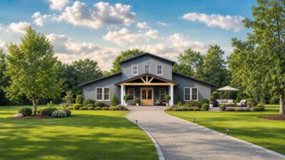 4 Bedroom 2 Story Barn Farmhouse House Plan with Loft & Porch
