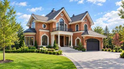 4 Bedroom 2 Story French Chateau House Plan with Double-Height Great Room