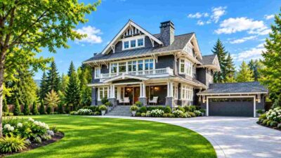 6 Bedroom 2 Story Shingle Craftsman House Plan + Outdoor Kitchen
