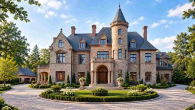 6 Bedroom 2 Story French Chateau House Plan with Circular Foyer