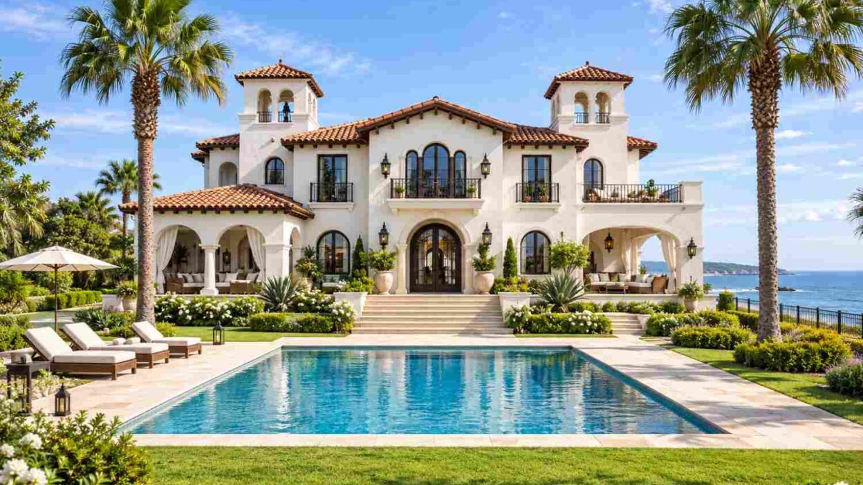 House Plan with Pool Views: 7 Bedroom Spanish Revival Estate